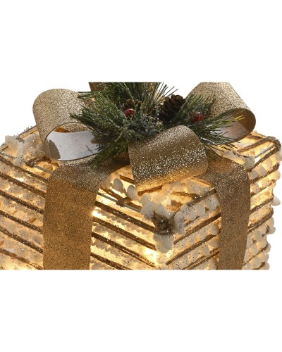 Christmas Decoration DKD Home Decor, 3 Pieces White and Gold, 25x25x25 cm for Magical Parties
